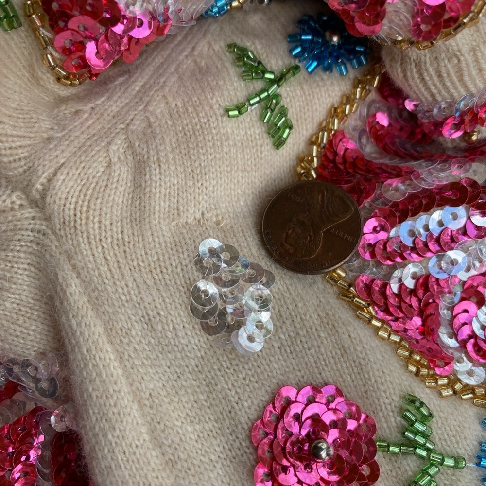FLAWED NWT Frances Valentine Oslo beaded sequin knit cardigan cardi coat - Picture 12 of 15